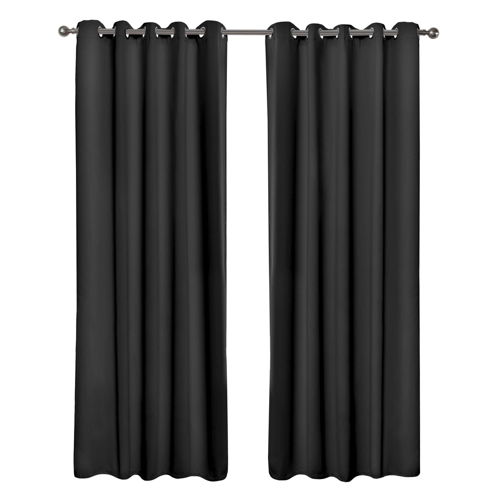 [ECALI4654BLK] Essential Blackout Collection - Woven Blackout Eyelet Curtains in Black (W 46 x Drop 54" (116 x 137cm))