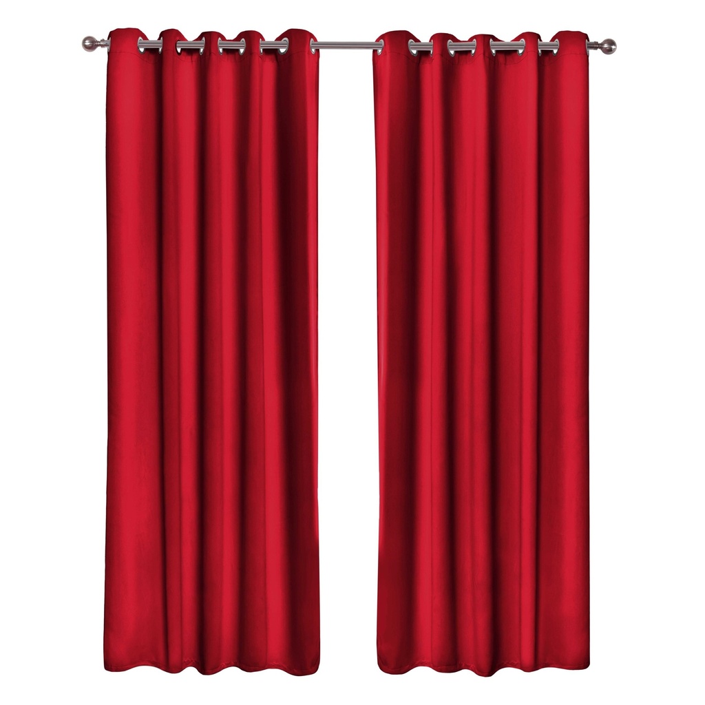 [ECALI4654RED] Essential Blackout Collection - Woven Blackout Eyelet Curtains in Red (W 46 x Drop 54" (116 x 137cm))