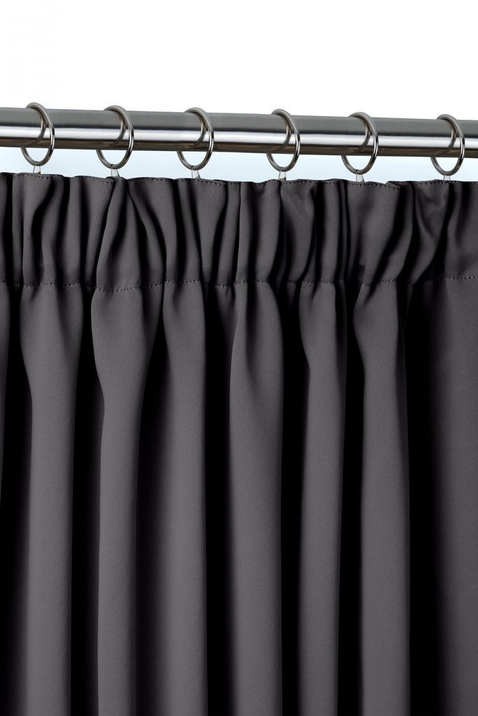 [CALI4654CHA] Essential Blackout Collection - Woven Thermal Blackout Pencil Pleat Curtains in Charcoal (Width 46 x Drop 54" (116 x 137cm))