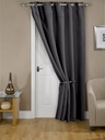 Essential Blackout Collection - Woven Thermal Blackout Eyelet Door Curtain in Charcoal grey