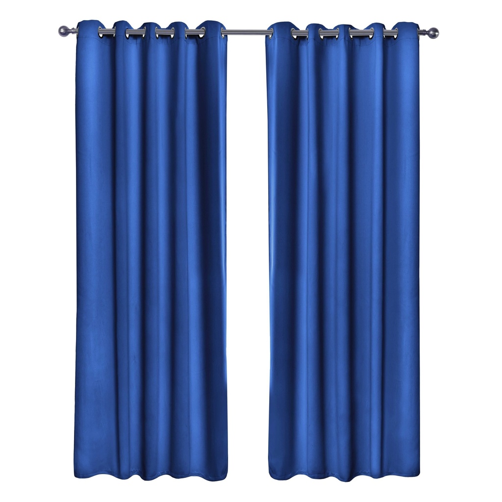 Essential Blackout Collection - Woven Blackout Eyelet Curtains in Blue