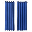 Essential Blackout Collection - Woven Blackout Eyelet Curtains in Blue