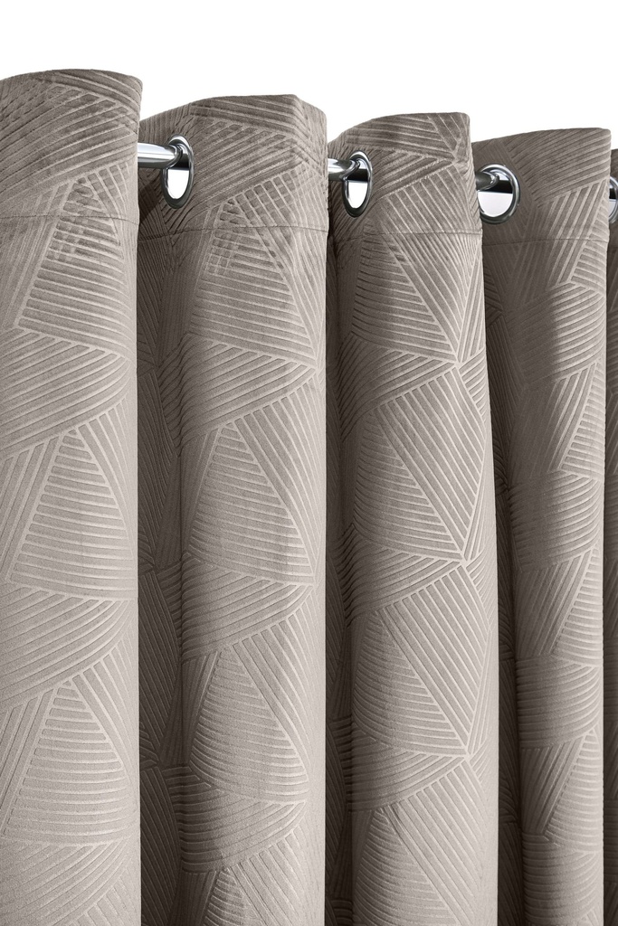 [MIDV4654STO] Deco Collection - Embossed Velvet Woven Thermal Blackout Eyelet Curtains in Stone (Width 46 x Drop 54" (116 x 137cm))
