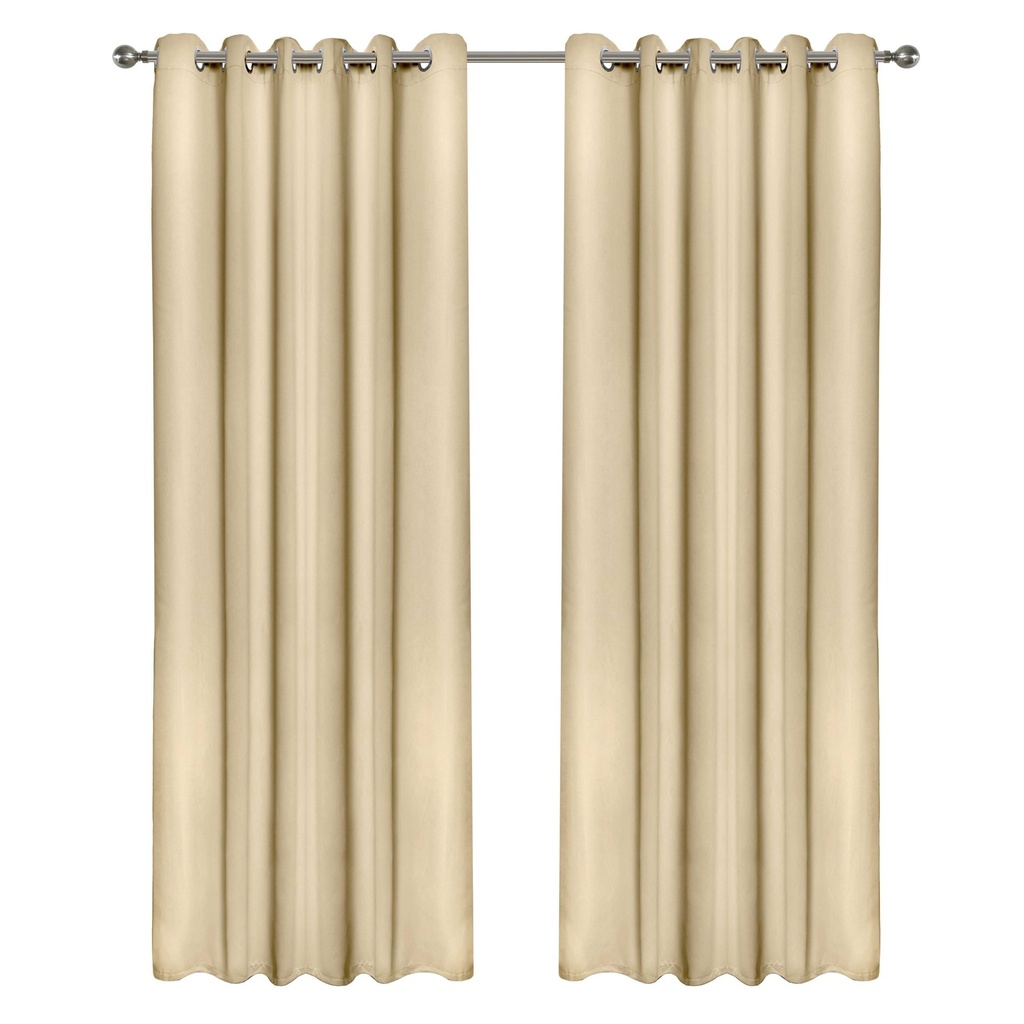 [ECALI4654BGE] Essential Blackout Collection - Woven Blackout Eyelet Curtains in Beige (W 46 x Drop 54" (116 x 137cm))