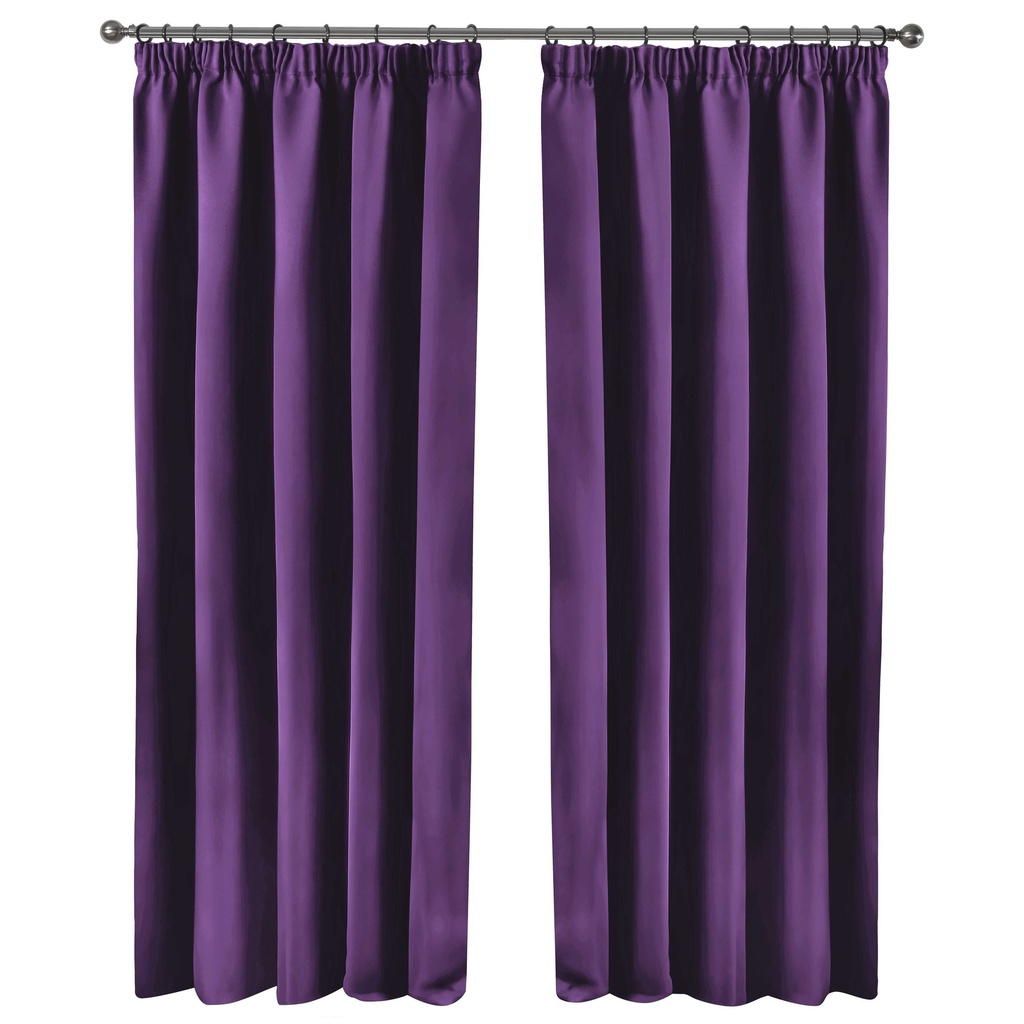 [CALI4654AME] Essential Blackout Collection - Woven Blackout Pencil Pleat Curtains in Amethyst (W 46 x Drop 54" (116 x 137cm))