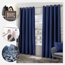 Essential Blackout Collection - Woven Thermal Blackout Eyelet Curtains in Navy