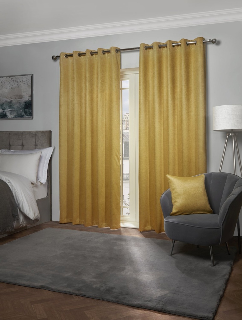 [AMB4654OCH] Metro Collection - Thermal Blackout Eyelet Curtains in Ochre (W 46 x Drop 54" (116 x 137cm))