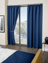 Essential Blackout Collection - Woven Thermal Blackout Pencil Pleat Curtains in Navy