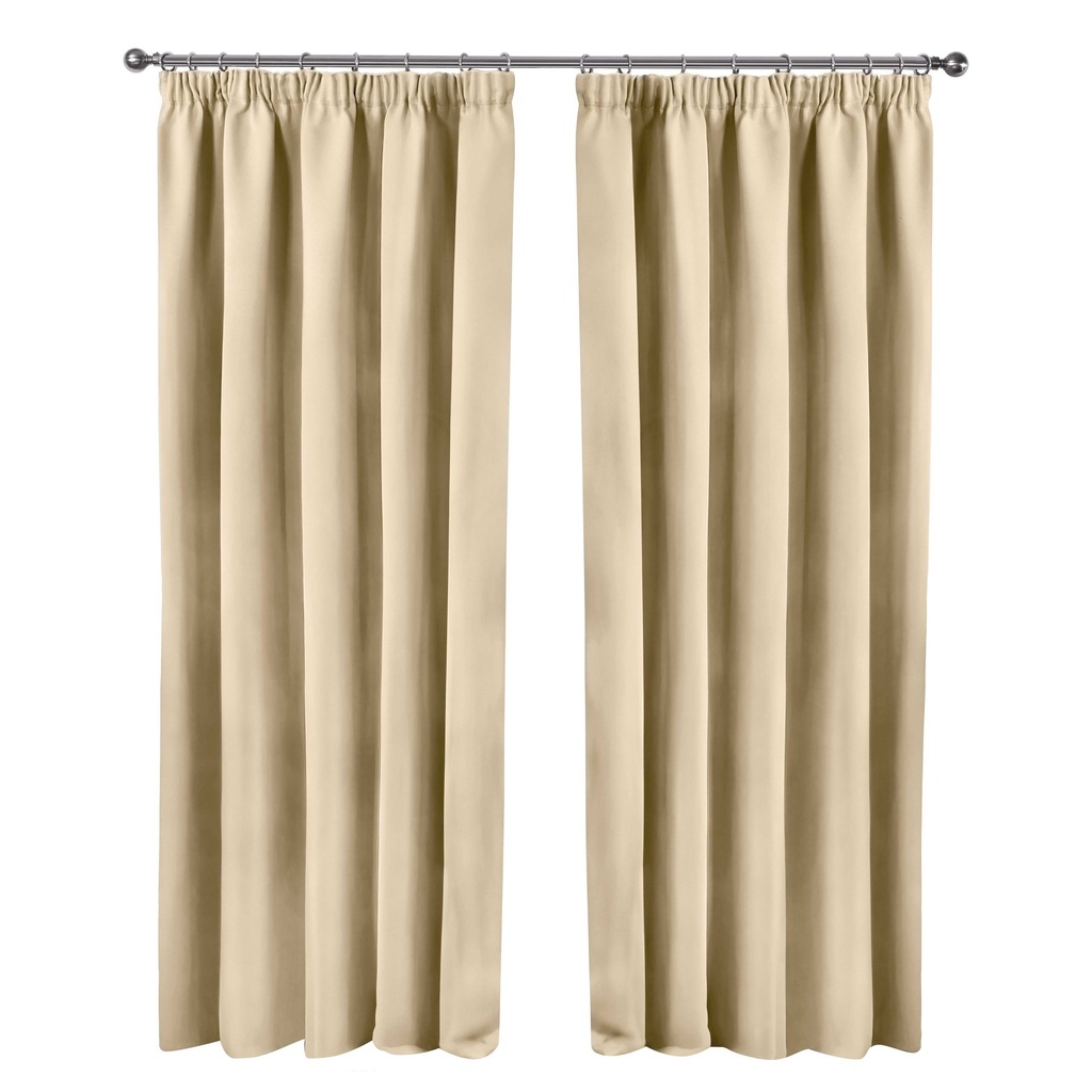 [CALI4654BGE] Essential Blackout Collection - Woven Blackout Pencil Pleat Curtains in Beige (W 46 x Drop 54" (116 x 137cm))