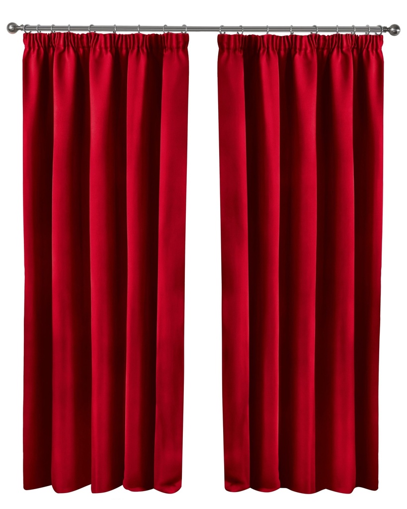 [CALI4654RED] Essential Blackout Collection - Woven Blackout Pencil Pleat Curtains in Red (W 46 x Drop 54" (116 x 137cm))