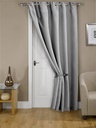 Essential Blackout Collection - Woven Thermal Blackout Eyelet Door Curtain in Grey