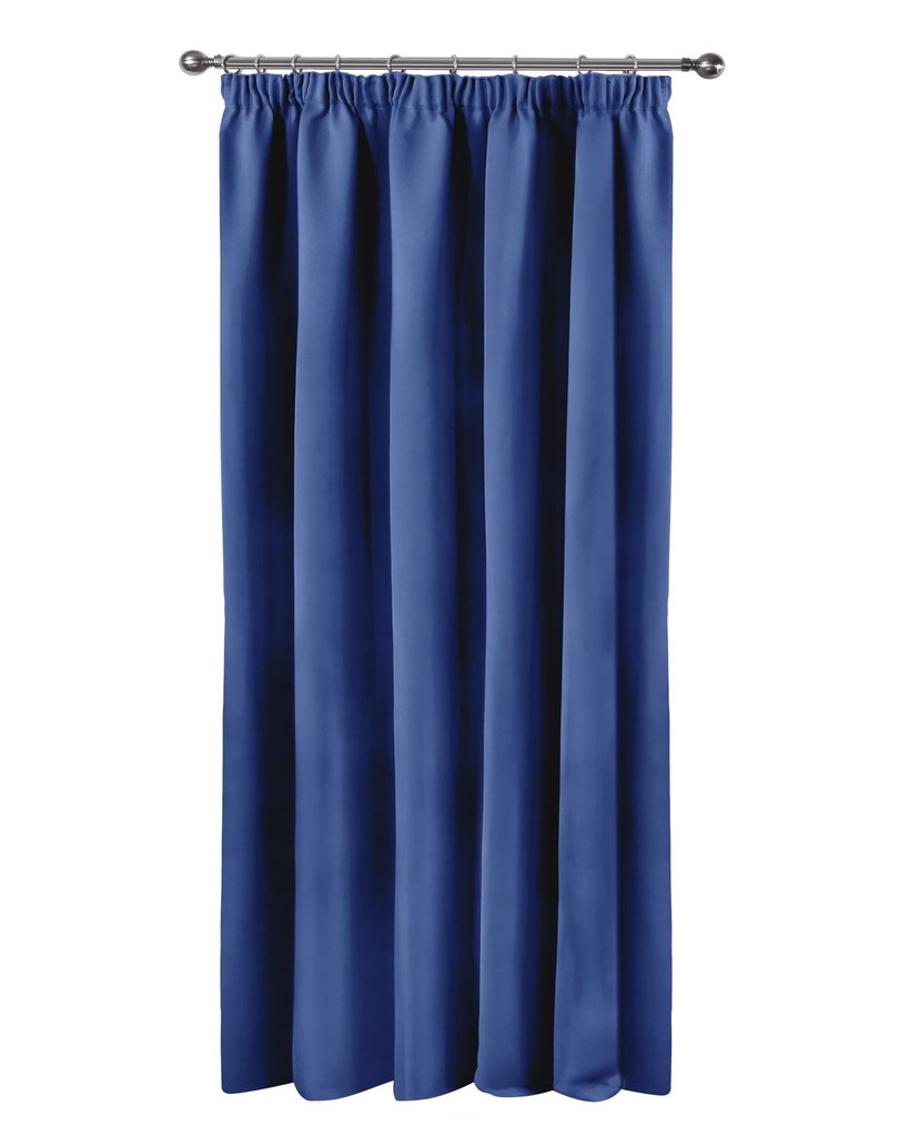 [CALI4684NVY] Essential Blackout Collection - Woven Thermal Blackout Pencil Pleat Door Curtain in Navy Blue (Width 46" x 84"Drop (137x213cm))