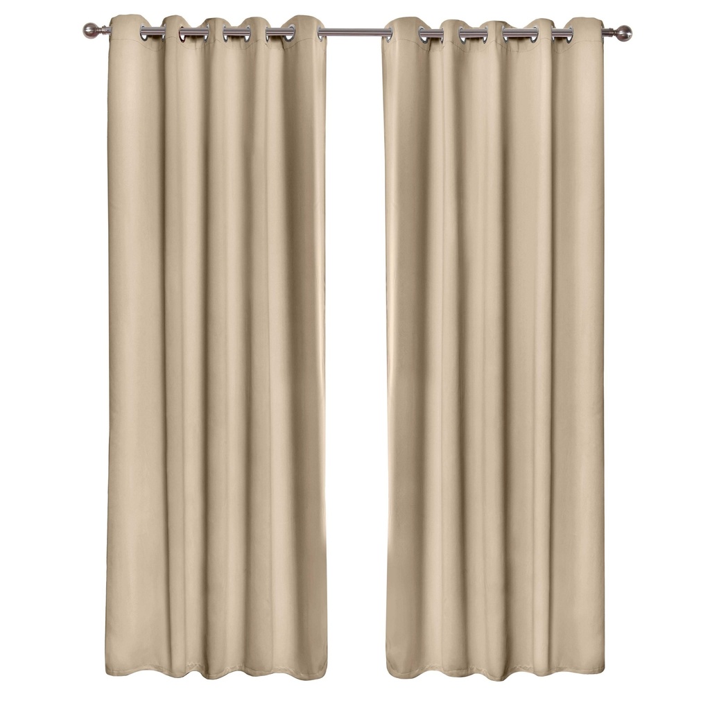 [ECALI9072LAT] Essential Blackout Collection - Woven Thermal Blackout Eyelet Curtains in Latte (Width 90 x Drop 72" (228 x 183cm))