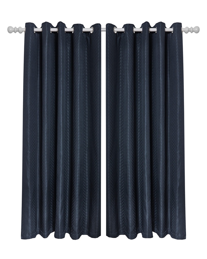 [AUR9072NVY] Wave Collection - Woven Jacquard Lined Eyelet Curtains in Navy (Width 90 x Drop 72" (228 x 183cm))