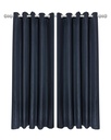 Wave Collection - Woven Jacquard Lined Eyelet Curtains in Navy