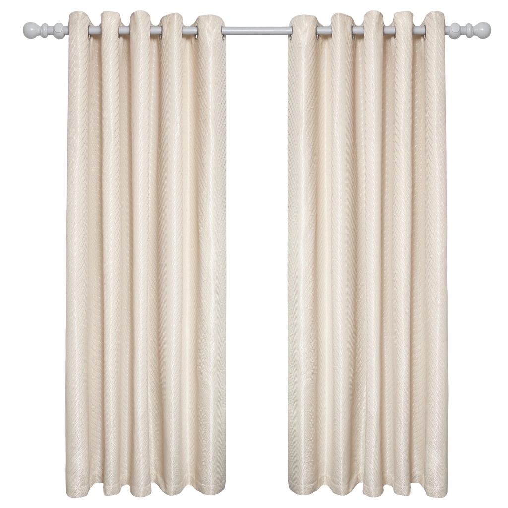 [AUR9072CRM] Wave Collection - Woven Jacquard Lined Eyelet Curtains in Cream (Width 90 x Drop 72" (228 x 183cm))