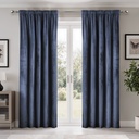 Verbena Collection - Velvet Blackout Pencil Pleat Curtains in Dark Navy