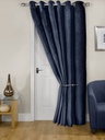 Deco- Embossed Velvet Woven Thermal Door Curtain in Navy