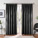 Verbena Collection - Velvet Blackout Pencil Pleat Curtains in Black