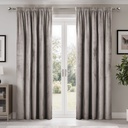 Verbena Collection - Velvet Blackout Pencil Pleat Curtains in Stone