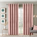 Silva Collection - Embossed Velvet Woven Thermal Blackout Eyelet Curtains in Blush Pink