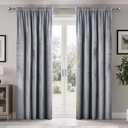 Verbena Collection - Velvet Blackout Pencil Pleat Curtains in Silver