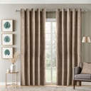 Silva Collection - Embossed Velvet Woven Thermal Blackout Eyelet Curtains in Stone