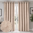 Foxglove Collection - Ultra Blackout & Thermal Chenille Eyelet Curtains in Natural