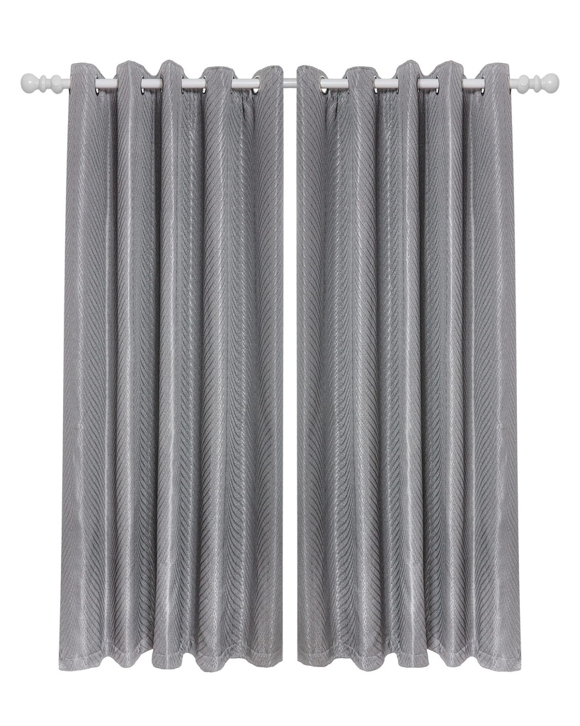 [AUR9072CHA] Wave Collection - Woven Jacquard Lined Eyelet Curtains in Charcoal (Width 90 x Drop 72" (228 x 183cm))
