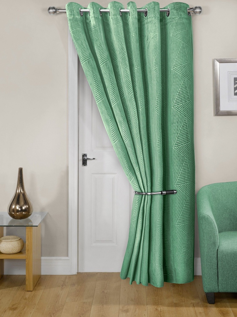 Deco- Embossed Velvet Woven Thermal Door Curtain in Green