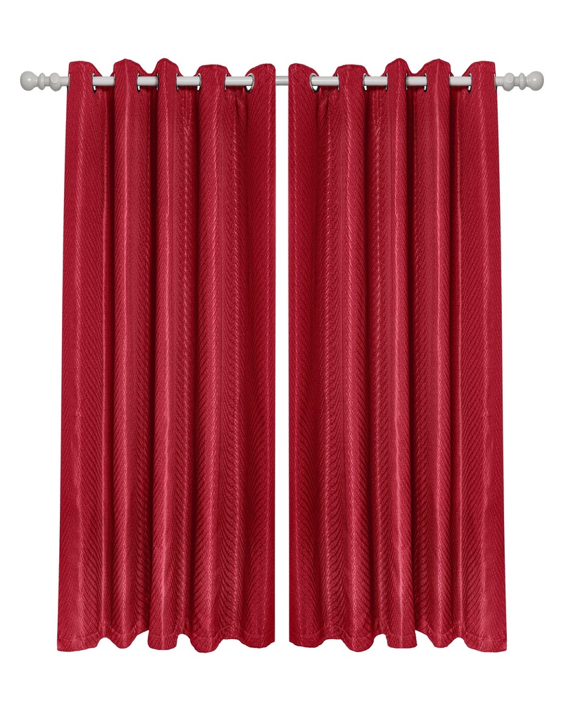 [AUR9072CRN] Wave Collection - Woven Jacquard Lined Eyelet Curtains in Cranberry (Width 90 x Drop 72" (228 x 183cm))