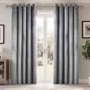 Verbena Collection - Velvet Blackout Eyelet Curtains in Silver