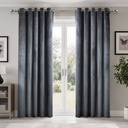Verbena Collection - Velvet Blackout Eyelet Curtains in Charcoal