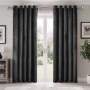 Verbena Collection - Velvet Blackout Eyelet Curtains in Black