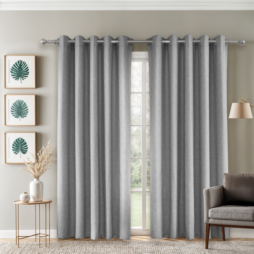 [SOR4654GRY] Amaranth Collection - Ultra Blackout Eyelet Curtains in Grey (W 46 x Drop 54" (116 x 137cm))