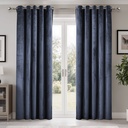Verbena Collection - Velvet Blackout Eyelet Curtains in Dark Navy