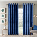 Silva Collection - Embossed Velvet Woven Thermal Blackout Eyelet Curtains in Navy