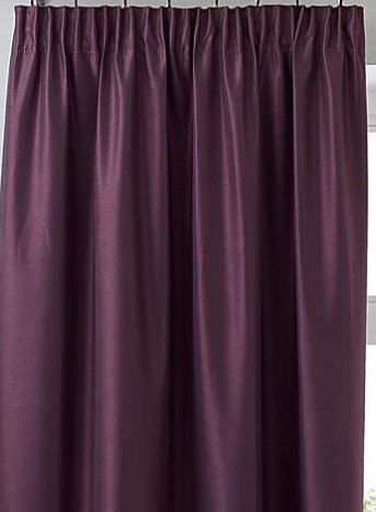 [FS4654AUB] Faux Silk Collection - Luminous Lined Pencil Pleat Curtains in Aubergine (W 46 x Drop 54" (116 x 137cm))