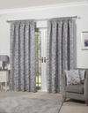 Cavendish Collection - Lined Pencil Pleat Jacquard Curtains in Silver