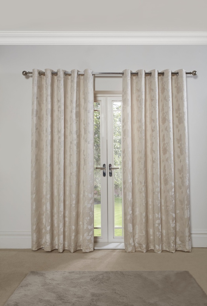 [BMW9072CRM] Meadows Collection - Lined Eyelet Jacquard Curtains in Cream (Width 90 x Drop 72" (228 x 183cm))