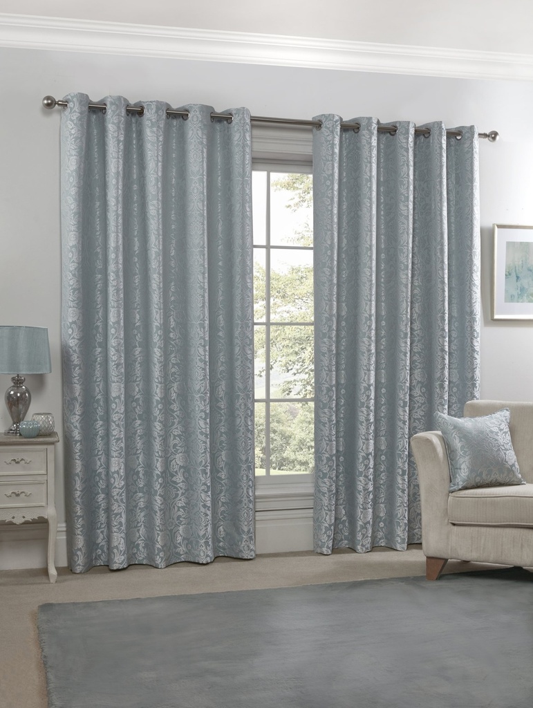 [EDN9072DUC] Harrow - Lined Eyelet Jacquard Curtains in Duck Egg (Width 90 x Drop 72" (228 x 183cm))