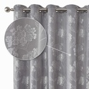 English Garden - Lined Eyelet Jacquard Curtains in Silver