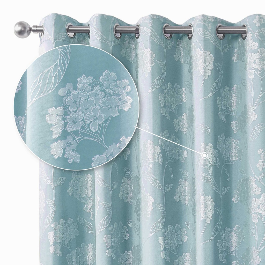 [BLOS9072DUC] English Garden - Lined Eyelet Jacquard Curtains in Duck Egg (Width 90 x Drop 72" (228 x 183cm))