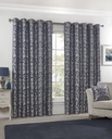 Harrow - Lined Eyelet Jacquard Curtains in Navy