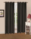 Faux Silk Collection - Luminous Lined Eyelet Curtains in Black