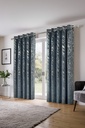 Azalea Collection - Velvet Blackout Eyelet Curtains in Silver