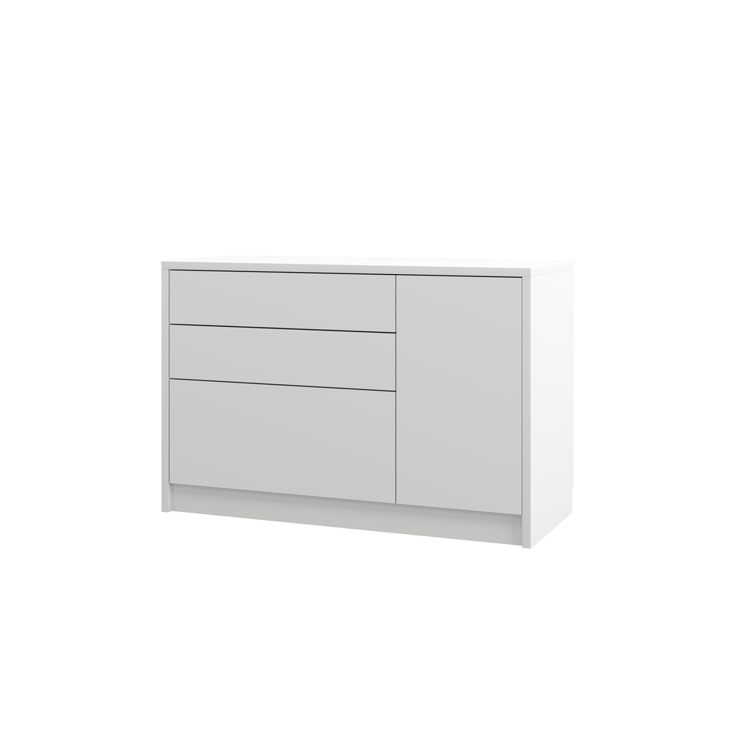 [GS-K-1D3S-WM] Genius Chest of Drawers with 1 Door and 3 Drawers - White Matte