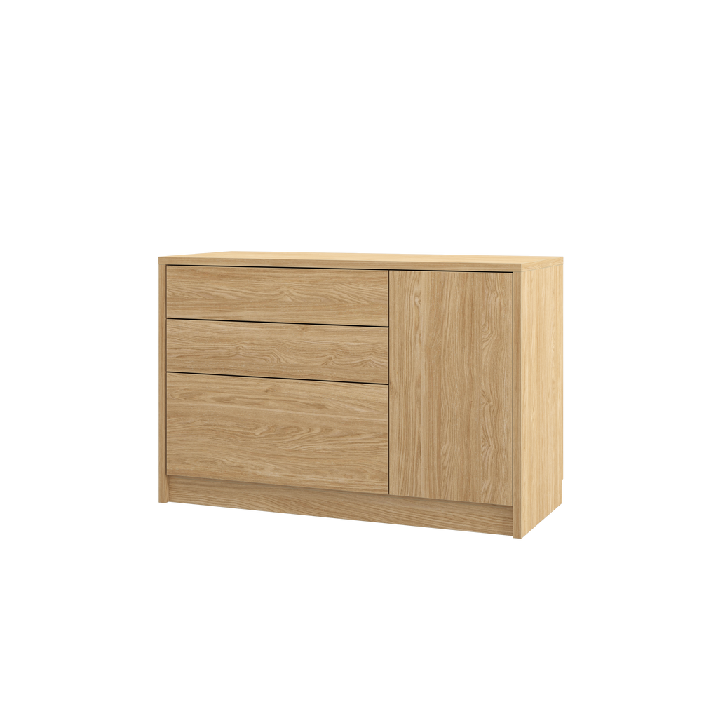 [GS-K-1D3S-OO] Genius Chest of Drawers with 1 Door and 3 Drawers - Oiled Oak