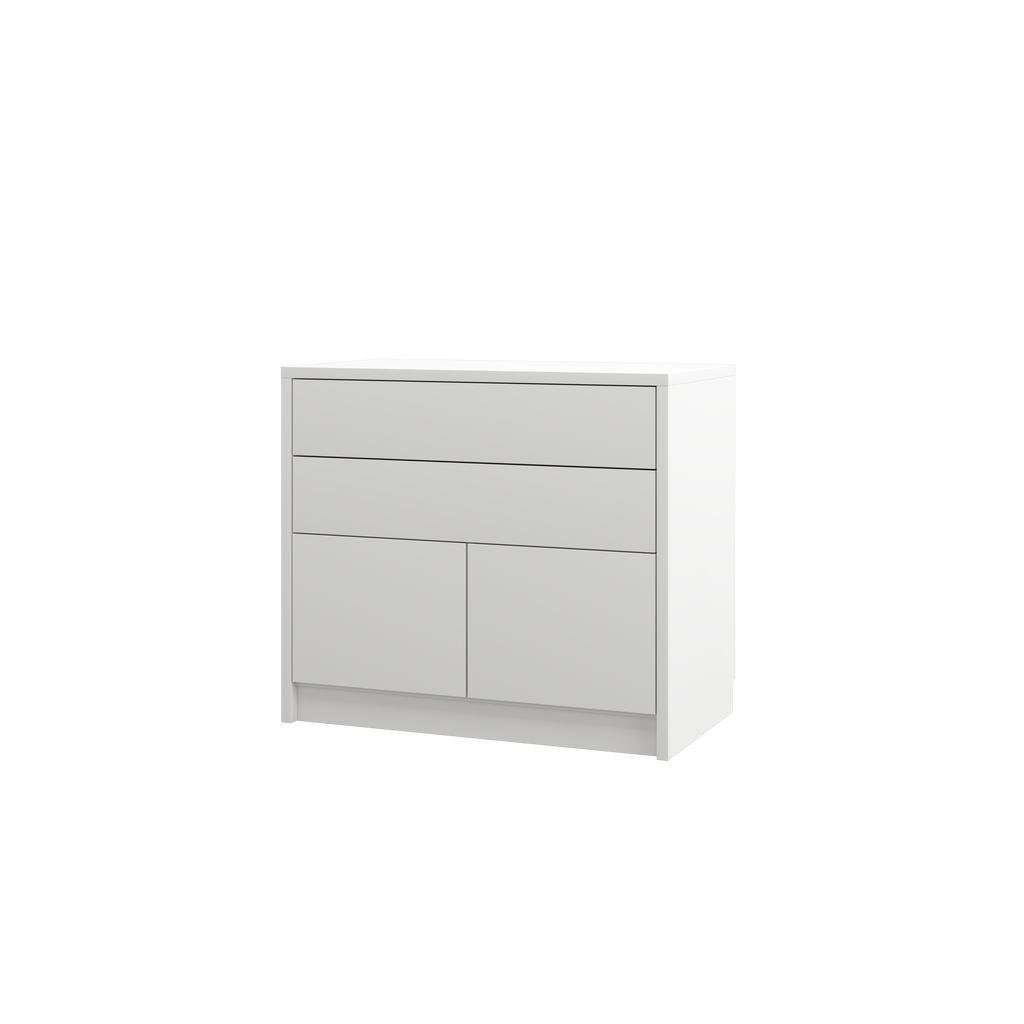 [GS-K-2D2S-WM] Genius Chest of Drawers with 2 Doors and 2 Drawers - White Matte