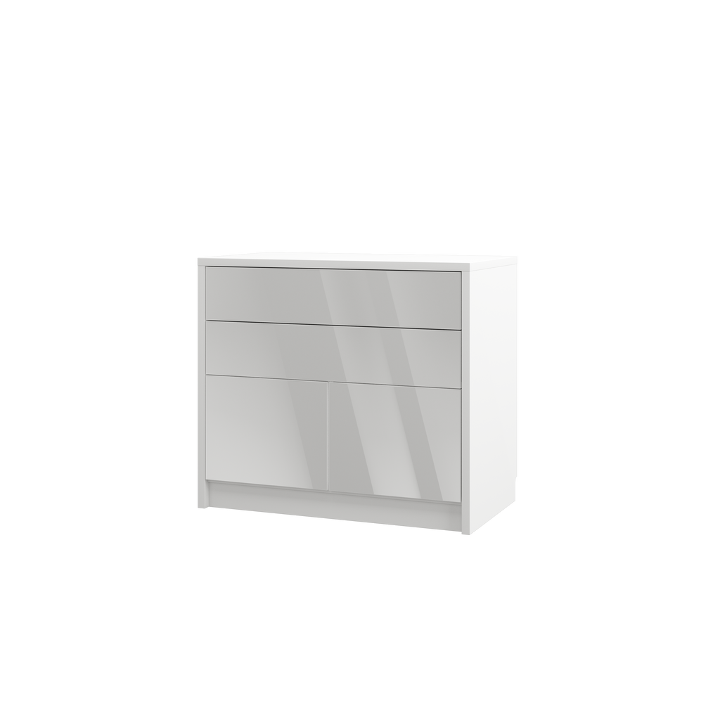 [GS-K-2D2S-WG] Genius Chest of Drawers with 2 Doors and 2 Drawers - White Gloss